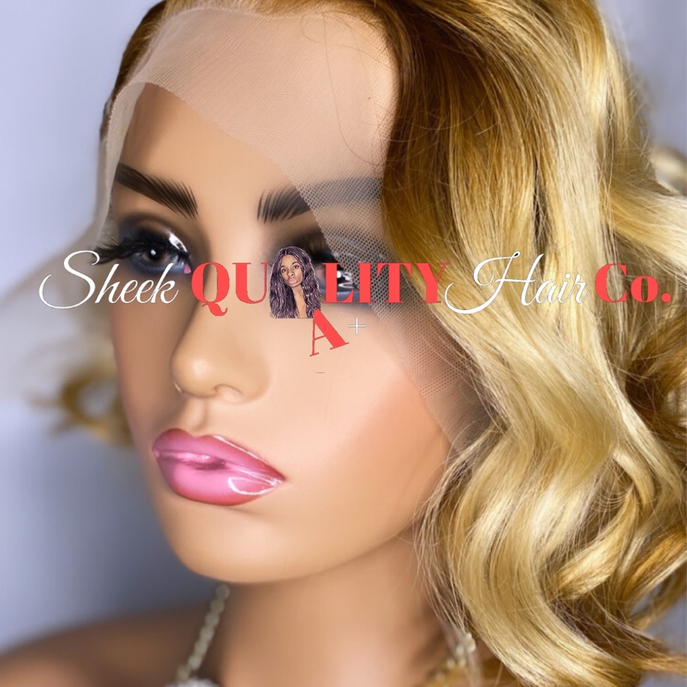Blonde Bob Wig/ wig dark roots